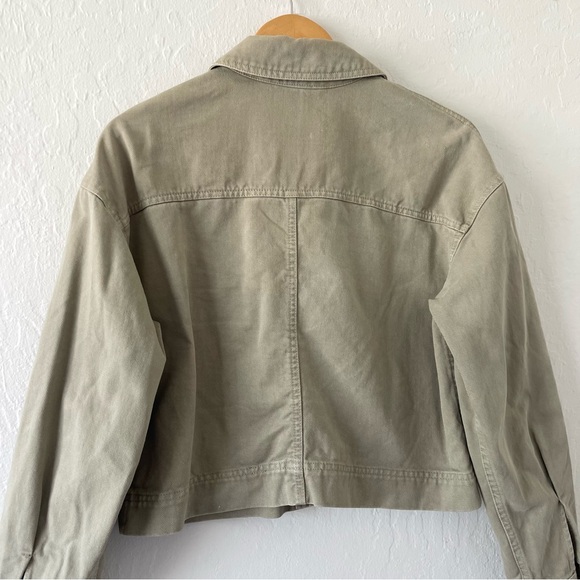Zara Green Cropped Boxy Denim Jacket - Picture 11 of 13